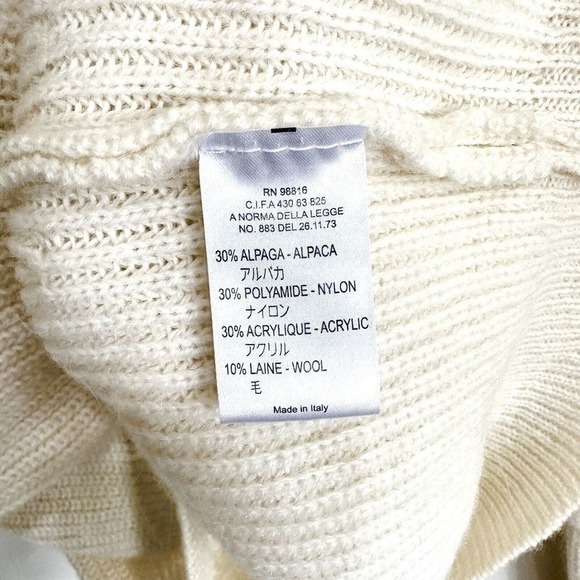 Acote Ecru Ivory Button Shoulder Alpaca Crewneck Pullover Sweater Sz 0 NWT $198 - Picture 6 of 9